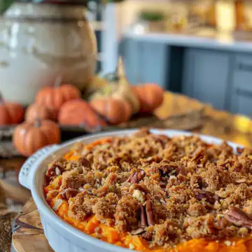 Sweet Potato Casserole taken with iphone 15 pro max --iw 2 --ar 4:5 --v 6.0 --raw