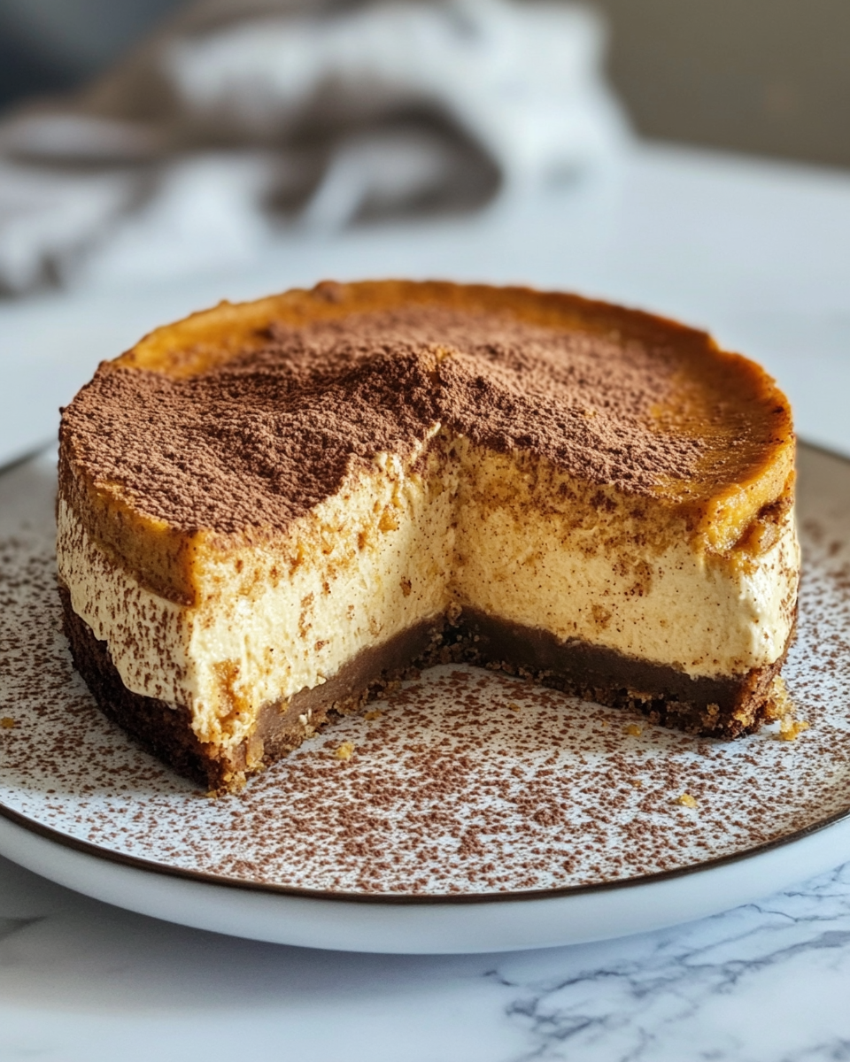 Sweet potato cinnamon cheesecake cooking inside pressure cooker with float valve