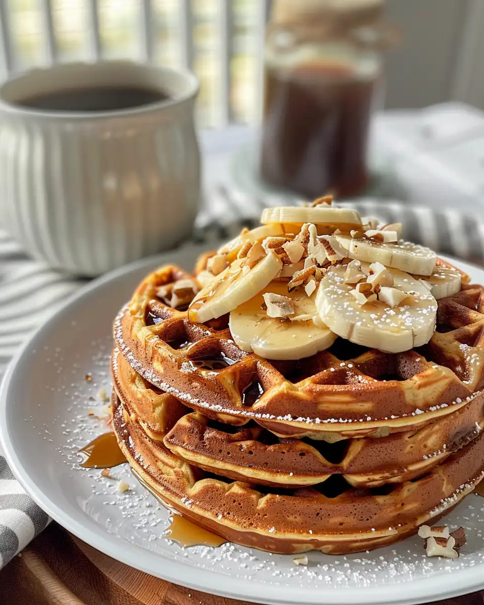 Freshly cooked sweet potato waffles in a stack