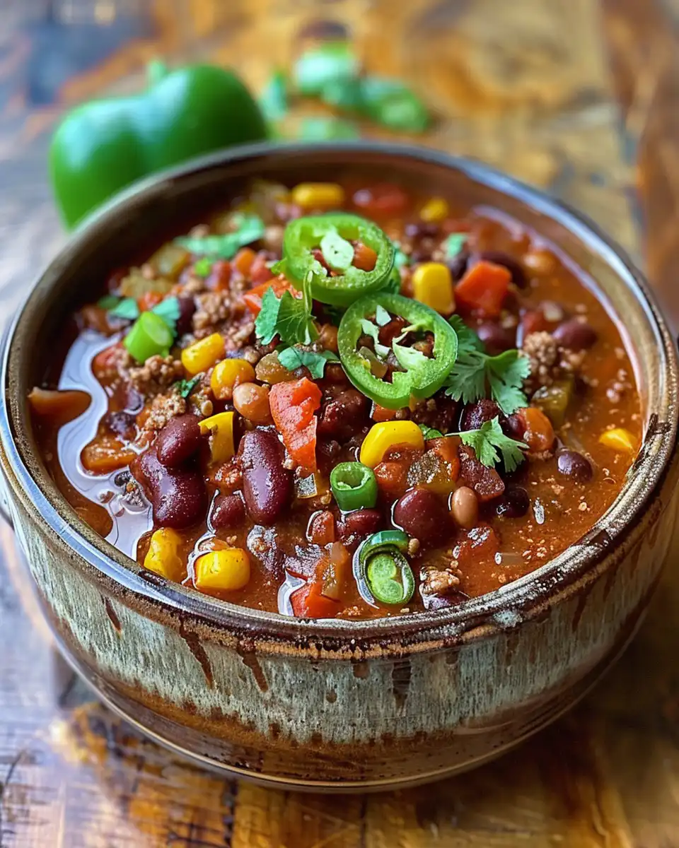 Final cooked Instant Pot vegan chili ready to serve hot