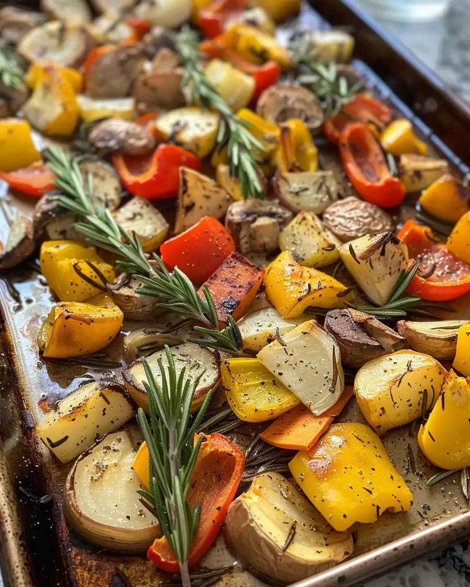 Ingredients tossed and coated with Dijon mustard and rosemary marinade