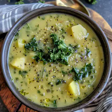 Vegan Instant Pot Kale Potato Soup taken with iphone 15 pro max --iw 2 --ar 4:5 --v 6.0 --raw