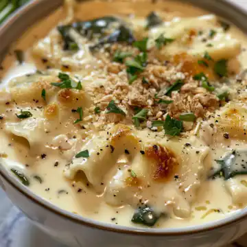 Vegan White Lasagna Soup taken with iphone 15 pro max --iw 2 --ar 4:5 --v 6.0 --raw
