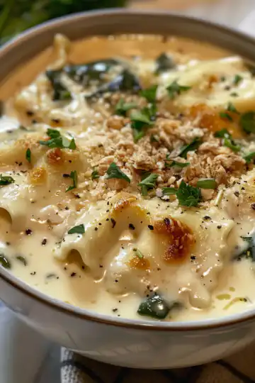 Vegan White Lasagna Soup taken with iphone 15 pro max --iw 2 --ar 4:5 --v 6.0 --raw