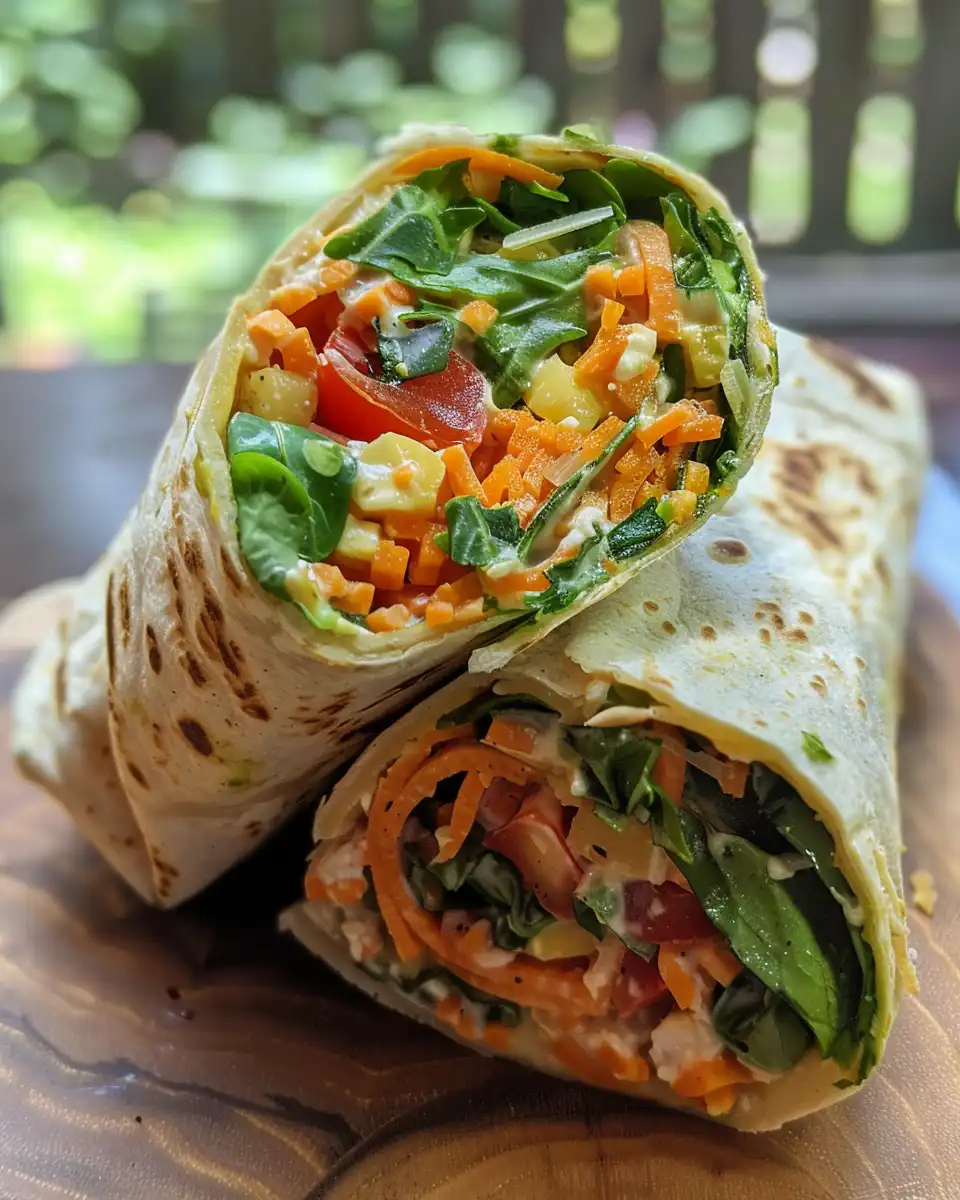 Fresh veggie wraps with colorful garden vegetables and rice wraps