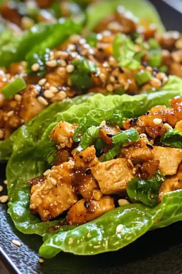 Apple Chicken Edamame Lettuce Wraps taken with iphone 15 pro max --iw 2 --ar 4:5 --v 6.1 --raw