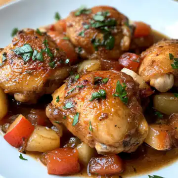 Apple Cider Braised Chicken taken with iphone 15 pro max --iw 2 --ar 4:5 --v 6.1 --raw