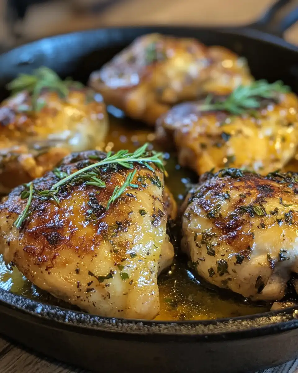 Oven finished apple spiced cider chicken with crispy skin served on plate