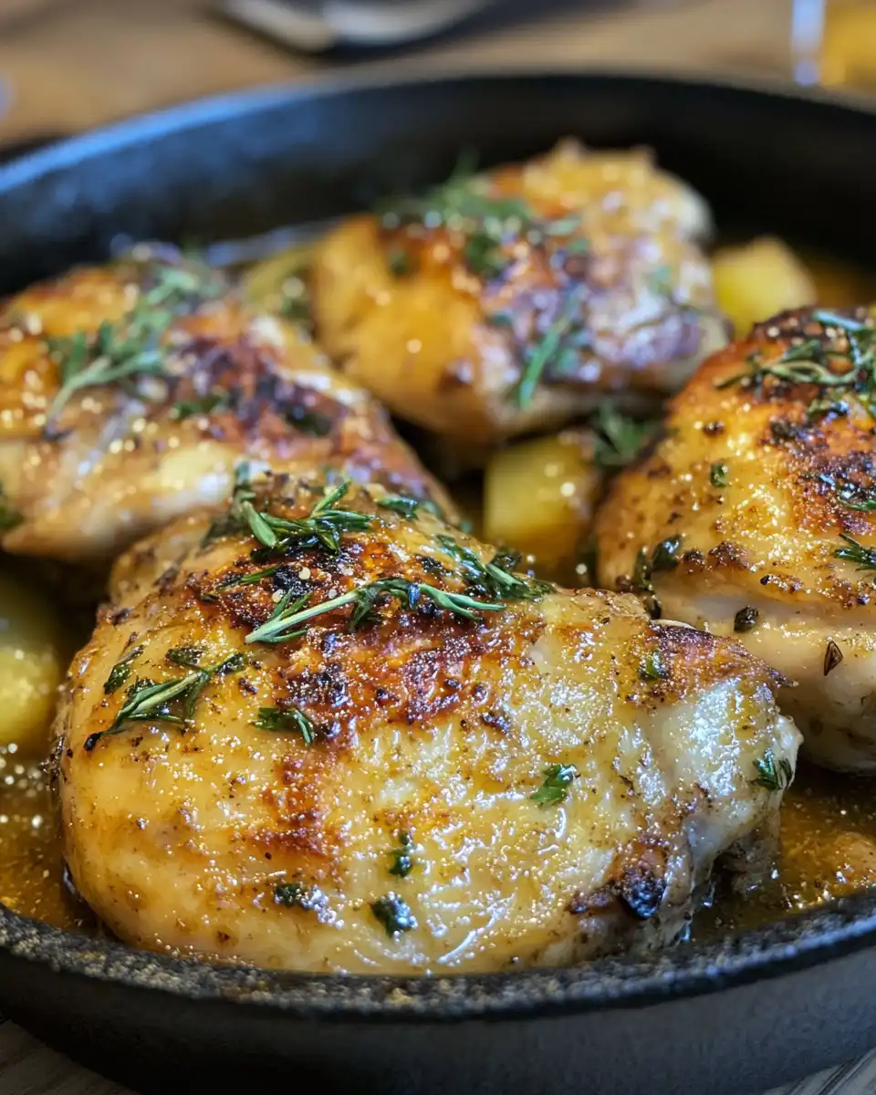 Pressure cooker apple spiced cider chicken cooking with steam rising and floating valve