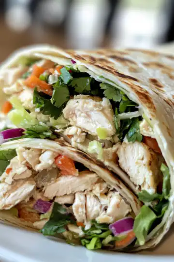 Asian Chicken Salad Wrap taken with iphone 15 pro max --iw 2 --ar 4:5 --v 6.1 --raw