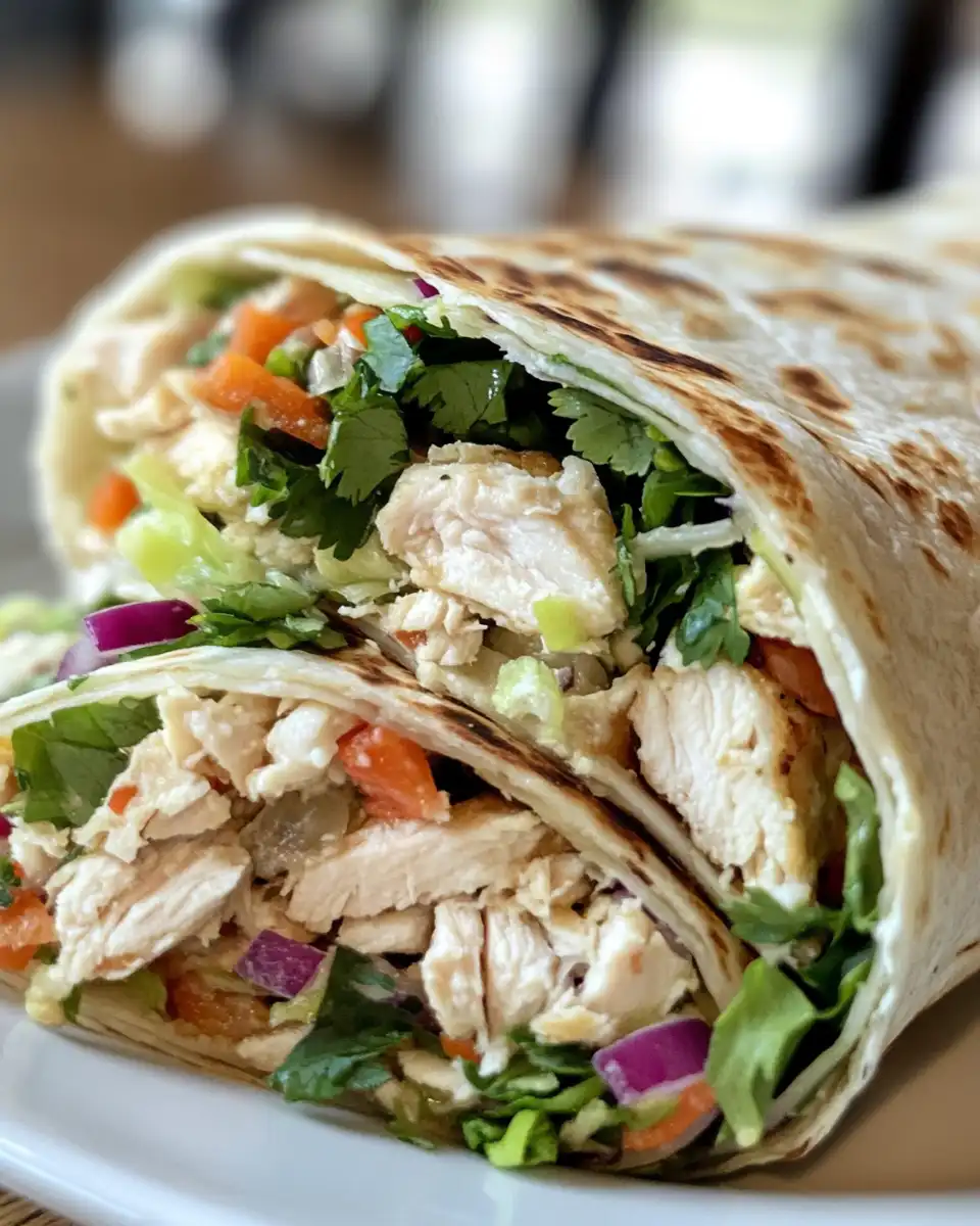 Asian Sesame Chicken Salad Wrap freshly prepared and vibrant colors in a bowl