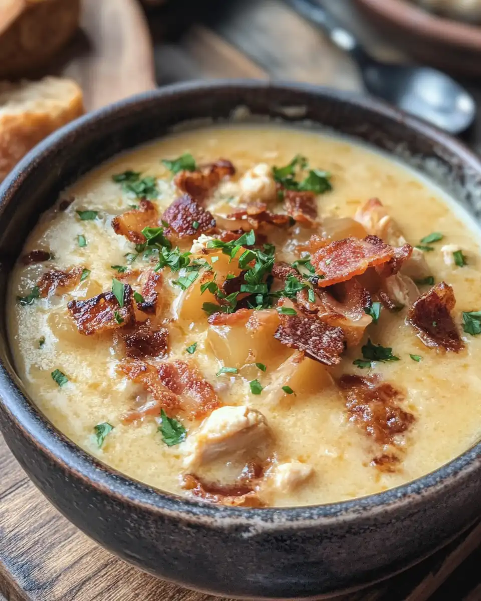 Close up of ingredients for bacon beer cheese soup with chicken
