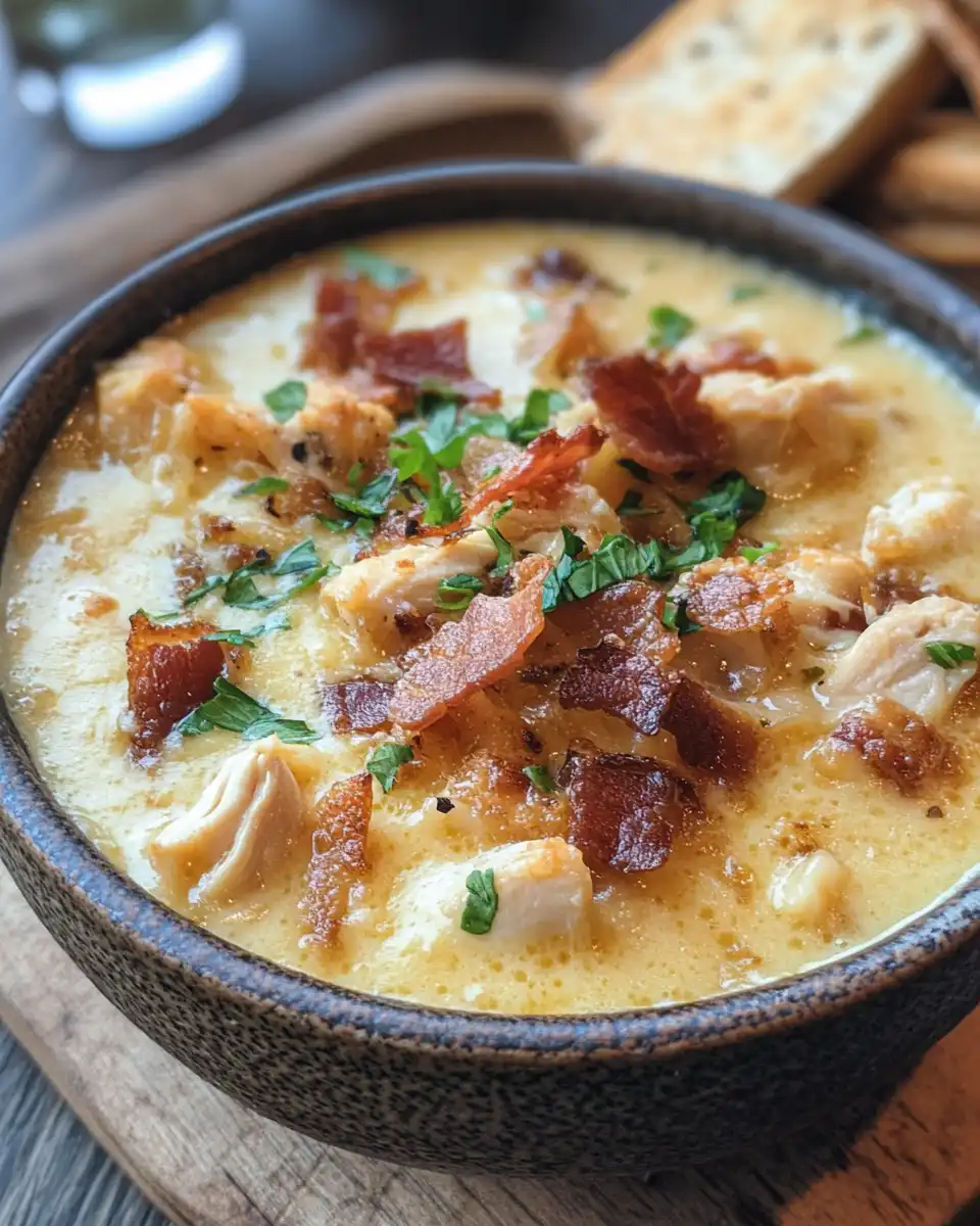 Pressure cooker with fresh ingredients for bacon beer cheese soup with chicken