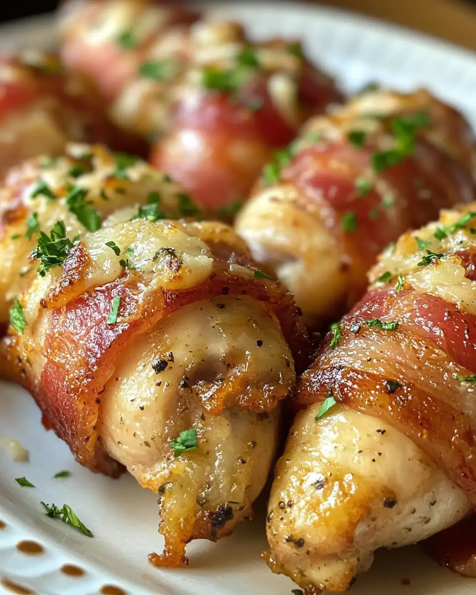 Juicy bacon wrapped garlic parmesan chicken in pressure cooker