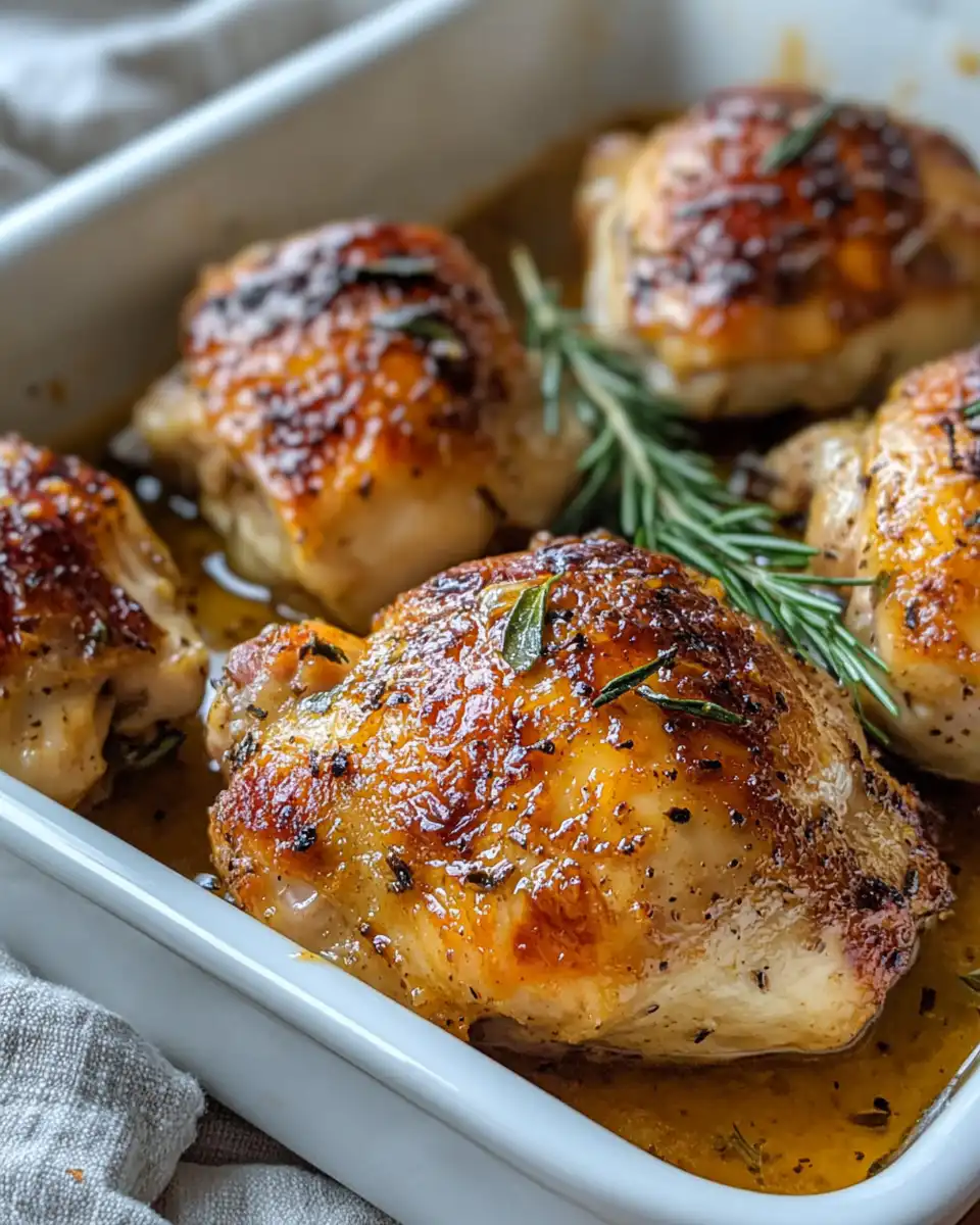 Final plated baked apple cider chicken with tender apple slices