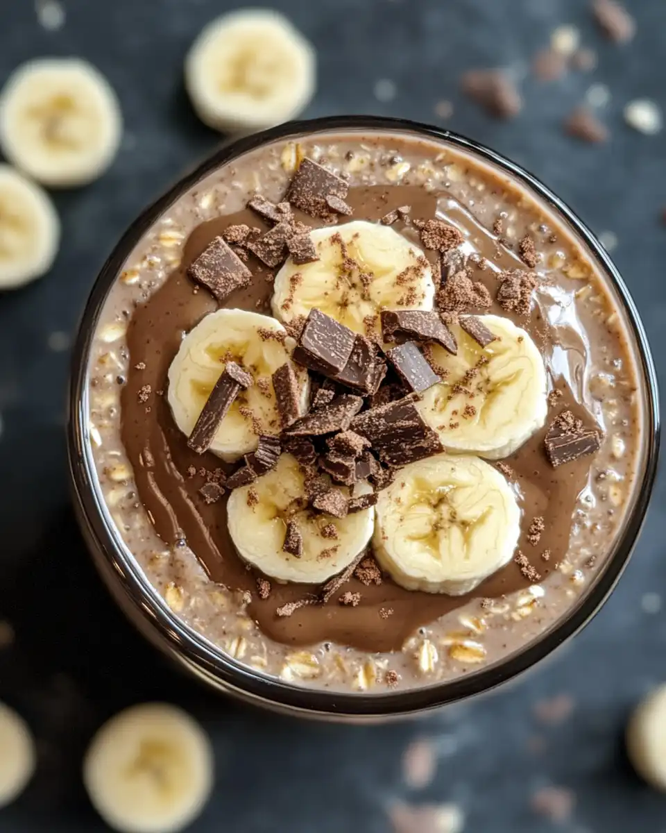 Serving bowl of finished banana bread overnight oats topped with pecans