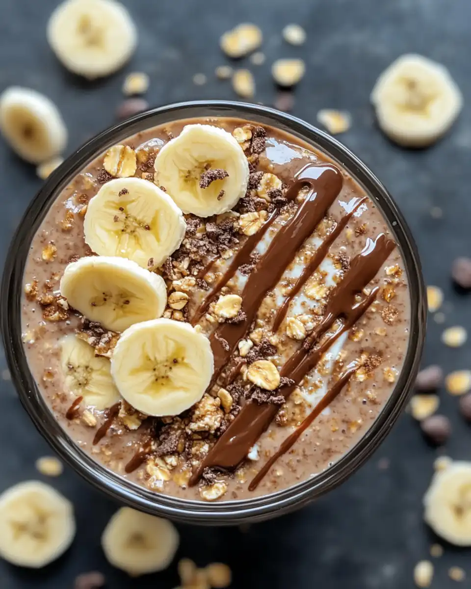 Warm banana bread overnight oats steaming in a bowl