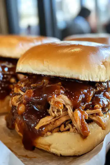 BBQ Pulled Chicken Sandwich taken with iphone 15 pro max --iw 2 --ar 4:5 --v 6.1 --raw