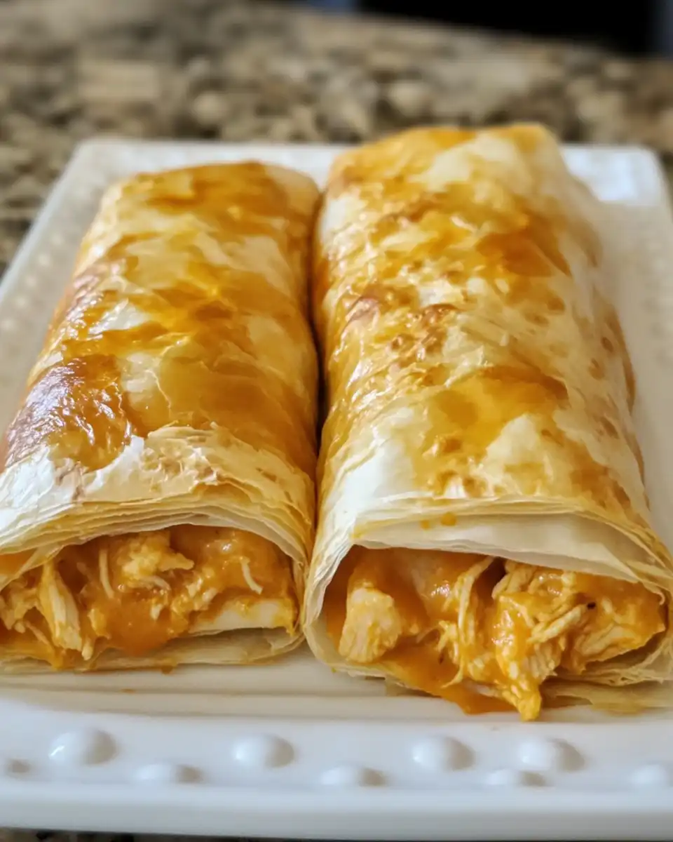 Ingredients arranged for buffalo chicken phyllo rolls with bleu cheese and butter