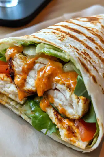 Buffalo Chicken Wrap taken with iphone 15 pro max --iw 2 --ar 4:5 --v 6.1 --raw