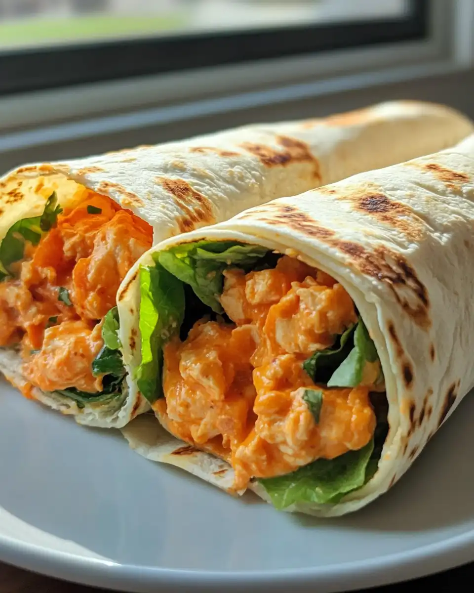 Buffalo chicken wrap ingredients prepared and ready