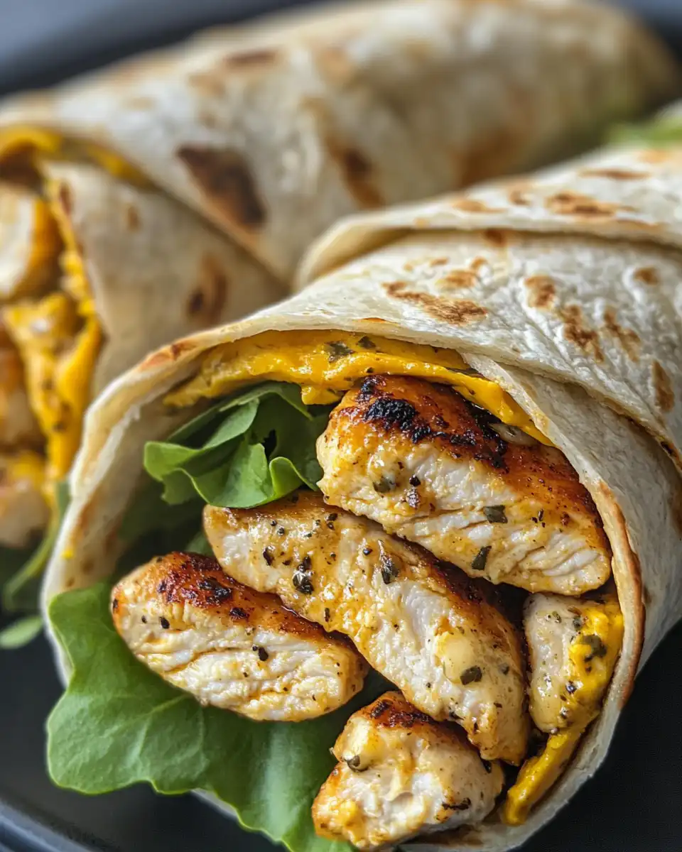Ingredients for garlic chicken wraps arranged including chicken, tortillas, cheddar cheese, garlic, and fresh vegetables