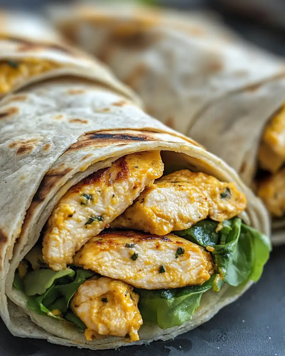 Final cheesy garlic chicken wraps hot and ready to serve on a plate
