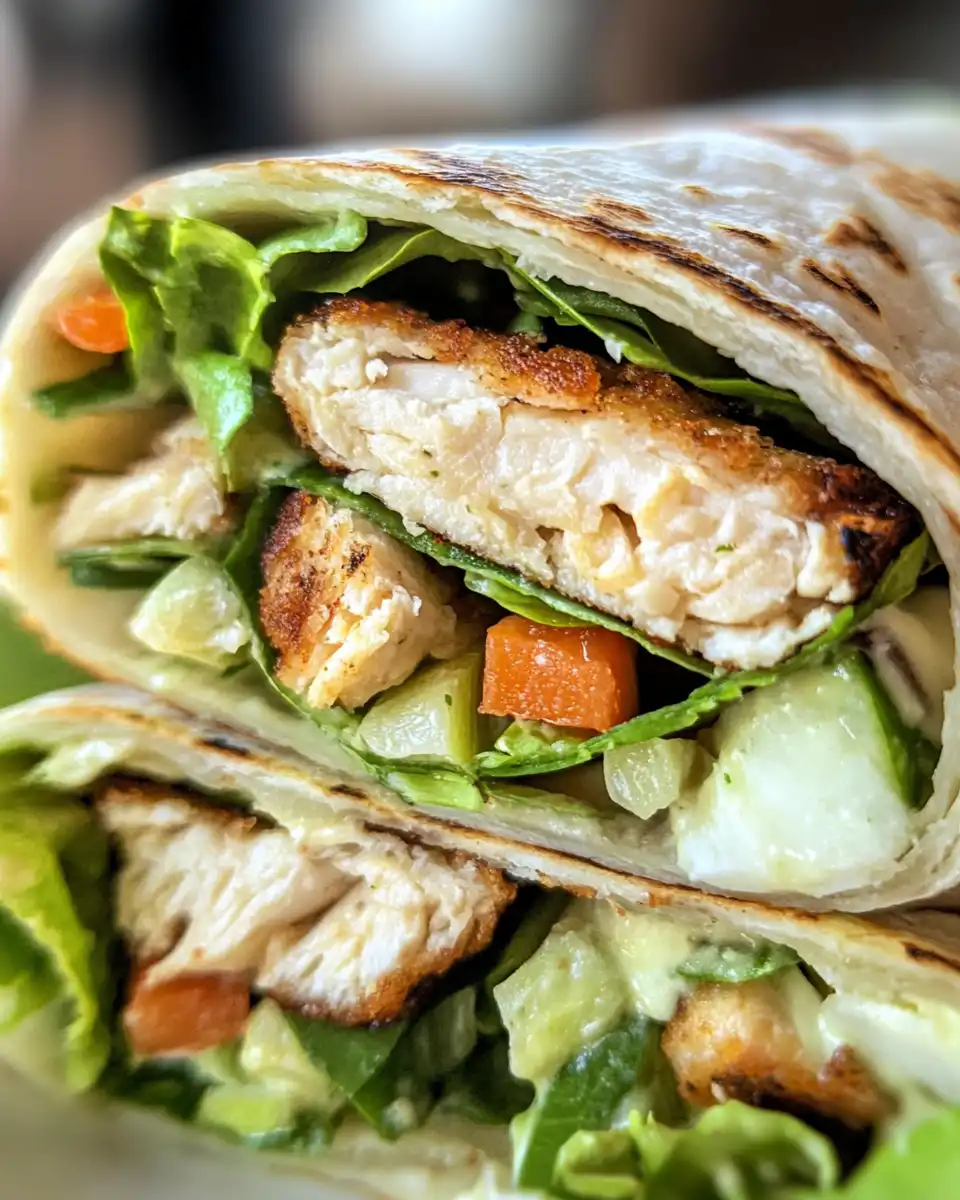 Warm Chicken Caesar Wrap ready to eat