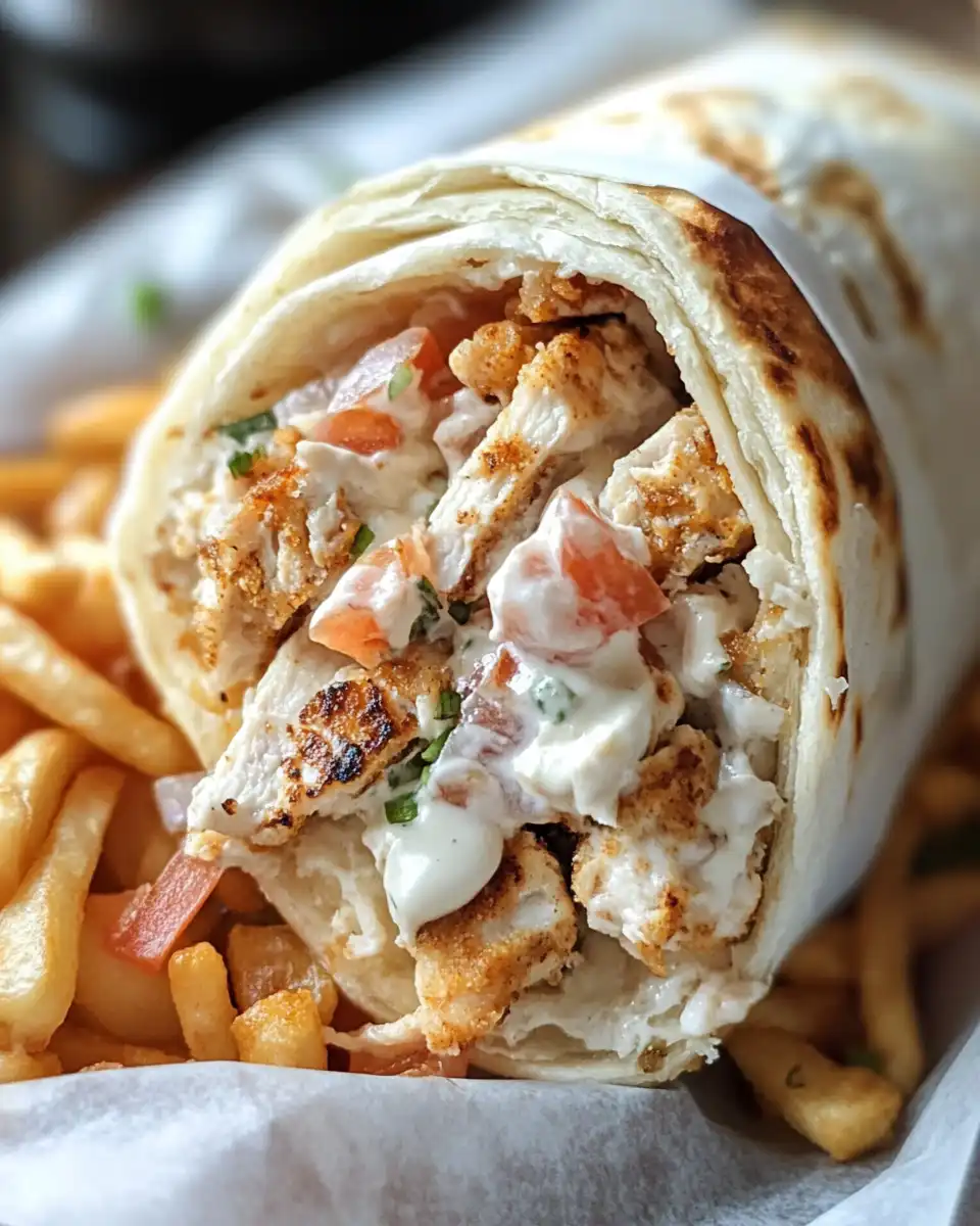 Juicy chicken gyro wrap steaming fresh from pressure cooker