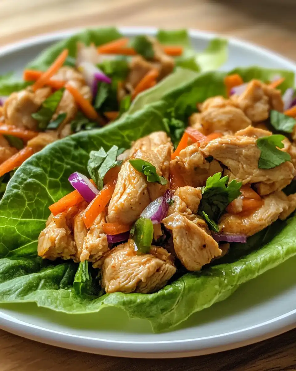 Close-up of chicken lettuce wraps sizzling in the pressure cooker