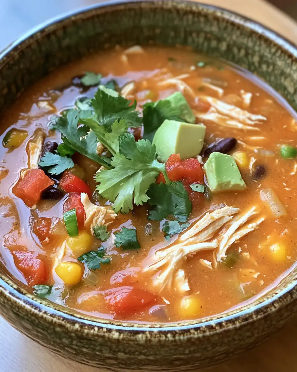 Ingredients for chicken tortilla soup including chicken, beans, corn, and spices