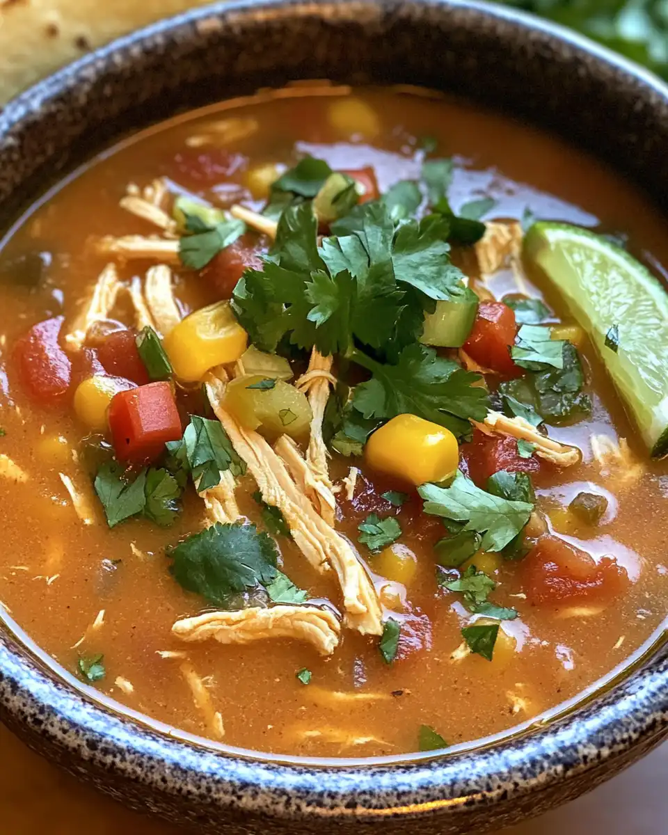 Pressure cooker close-up showing chicken tortilla soup cooking with float valve pop