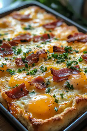Christmas Morning Bacon Egg and Cheese Biscuit Bake taken with iphone 15 pro max --iw 2 --ar 4:5 --v 6.1 --raw