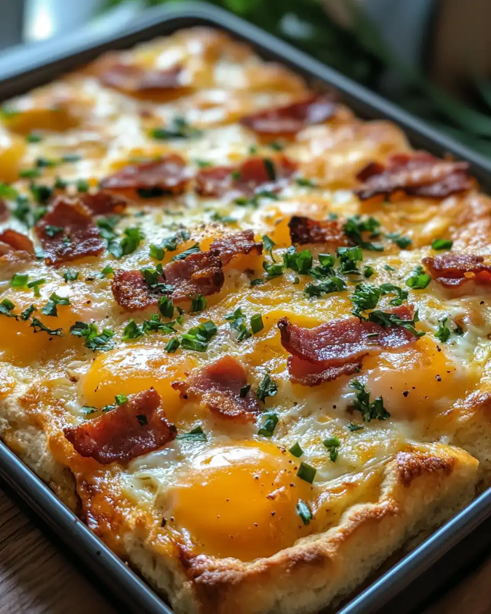 Christmas morning bacon egg and cheese biscuit bake bubbling fresh in pot