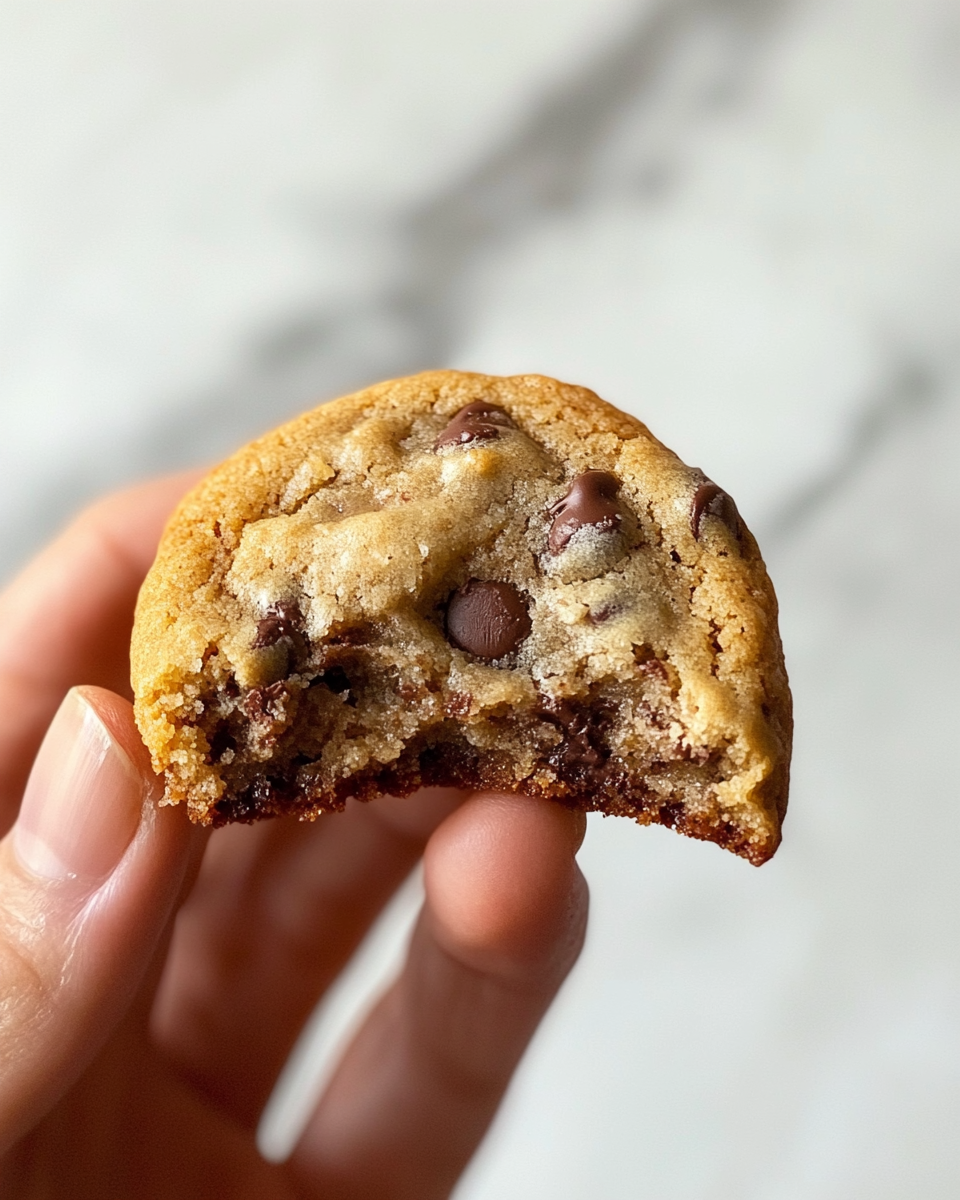 Thick, golden-brown Levain bakery style chocolate chip cookies just out of the oven