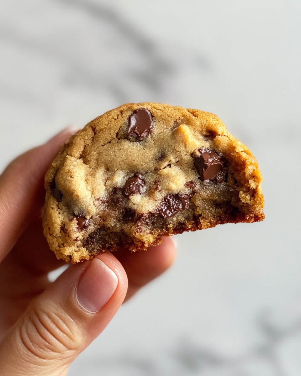 Close-up of gooey chocolate chip Levain bakery style cookie fresh from the pressure cooker
