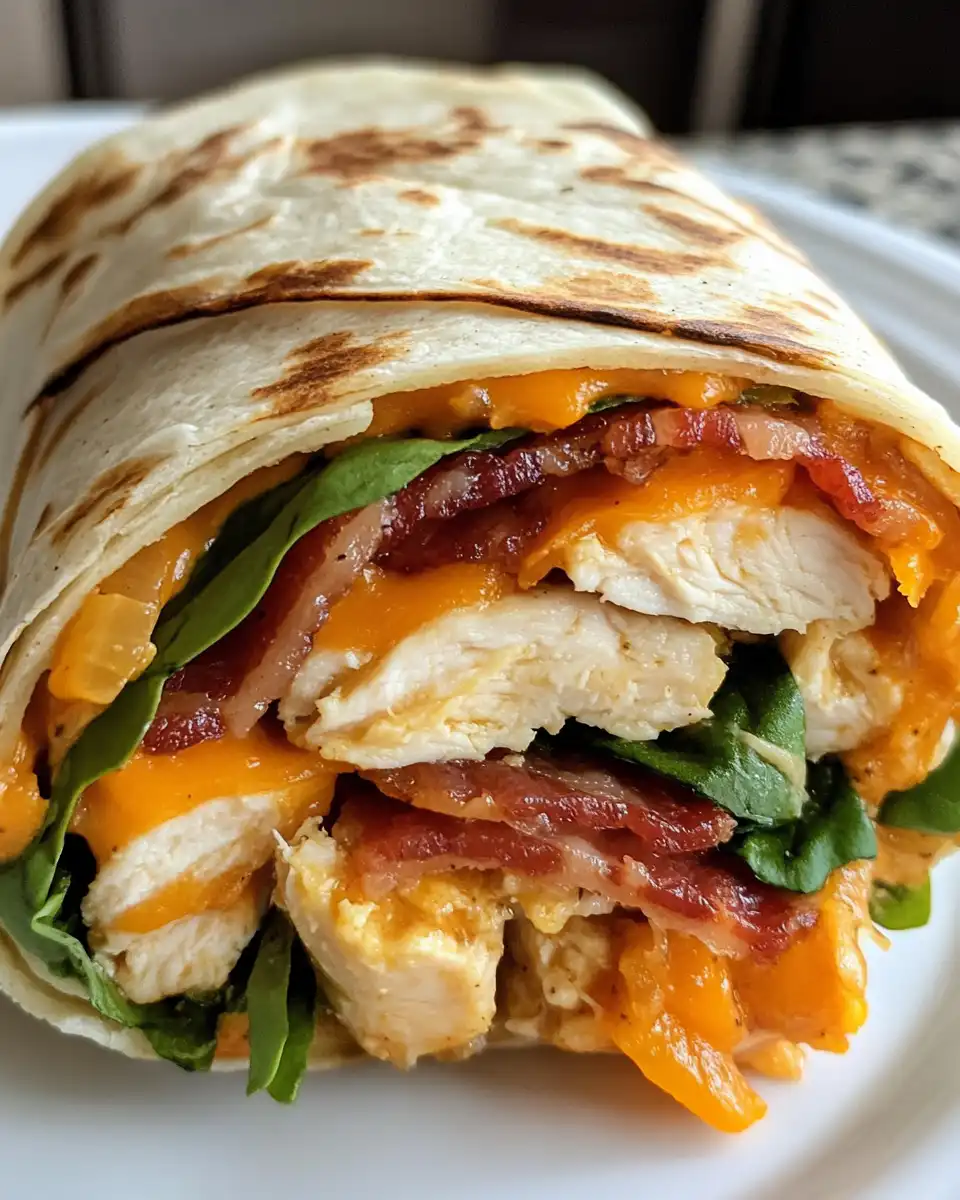 Ingredients for bacon chicken ranch wraps mixed in bowl
