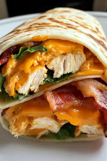 Crunchy Bacon Chicken Ranch Wrap with Cheddar taken with iphone 15 pro max --iw 2 --ar 4:5 --v 6.1 --raw