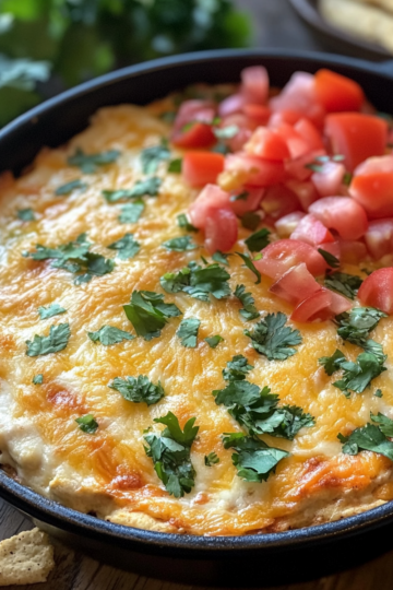 Easy Baked Chicken Queso Dip taken with iphone 15 pro max --iw 2 --ar 4:5 --v 6.1 --raw