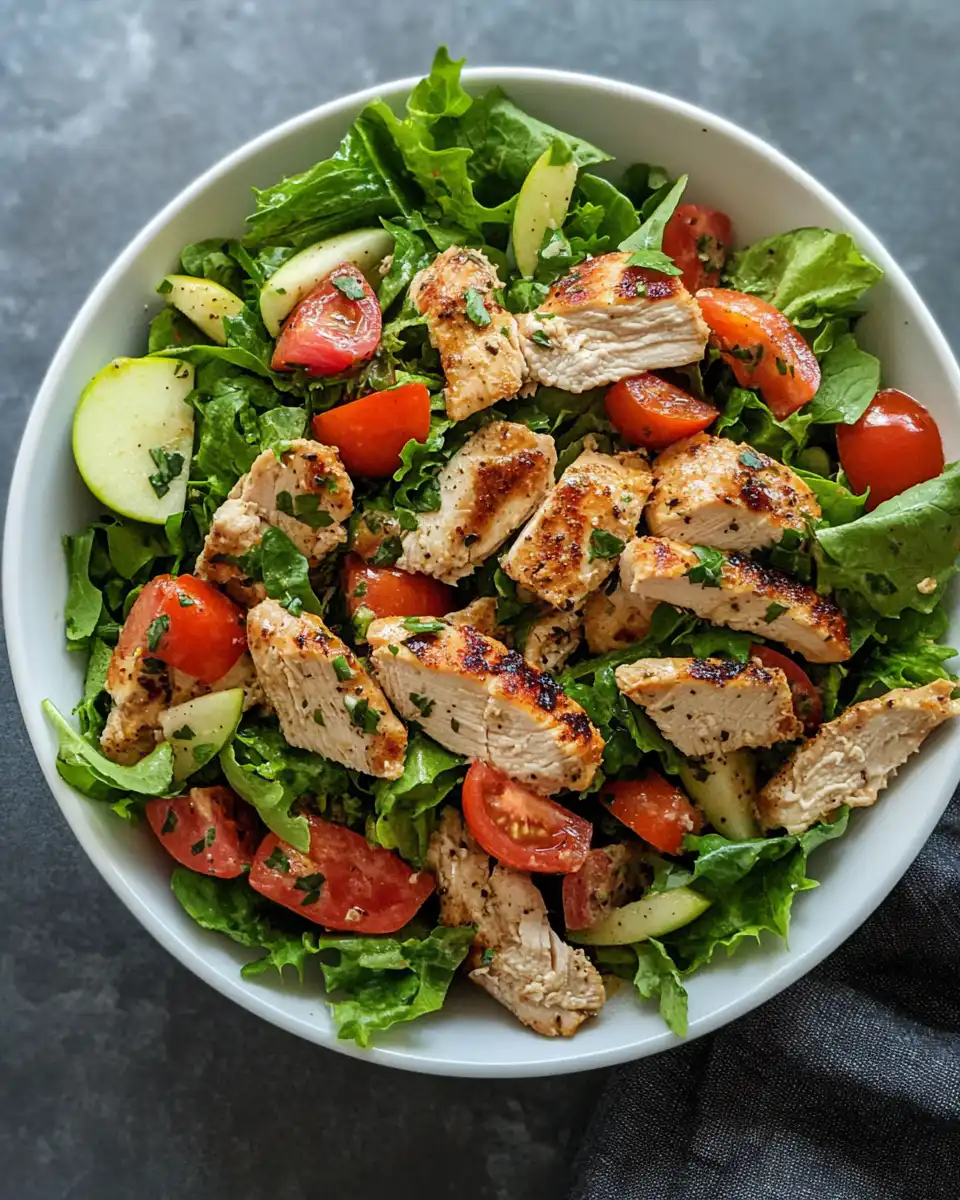 Plated chicken salad with apples, walnuts, and cheddar cheese ready to enjoy