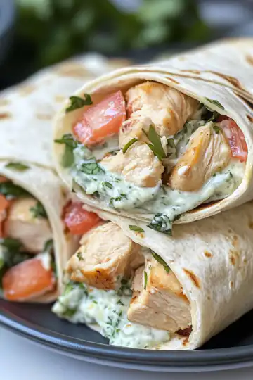 Easy Chicken Tzatziki Wraps taken with iphone 15 pro max --iw 2 --ar 4:5 --v 6.1 --raw