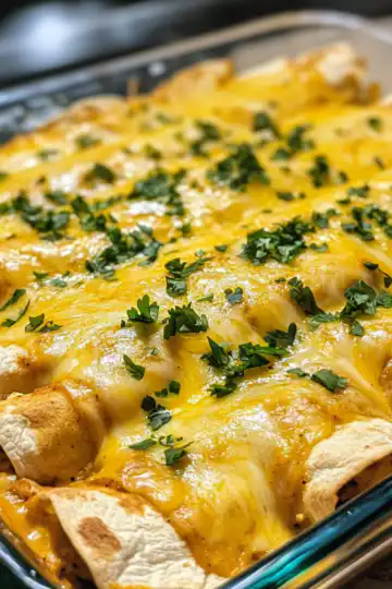Easy Creamy Chicken Enchiladas taken with iphone 15 pro max --iw 2 --ar 4:5 --v 6.1 --raw