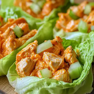 Easy Low Carb Buffalo Chicken Lettuce Wraps taken with iphone 15 pro max --iw 2 --ar 4:5 --v 6.1 --raw
