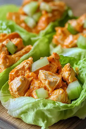 Easy Low Carb Buffalo Chicken Lettuce Wraps taken with iphone 15 pro max --iw 2 --ar 4:5 --v 6.1 --raw