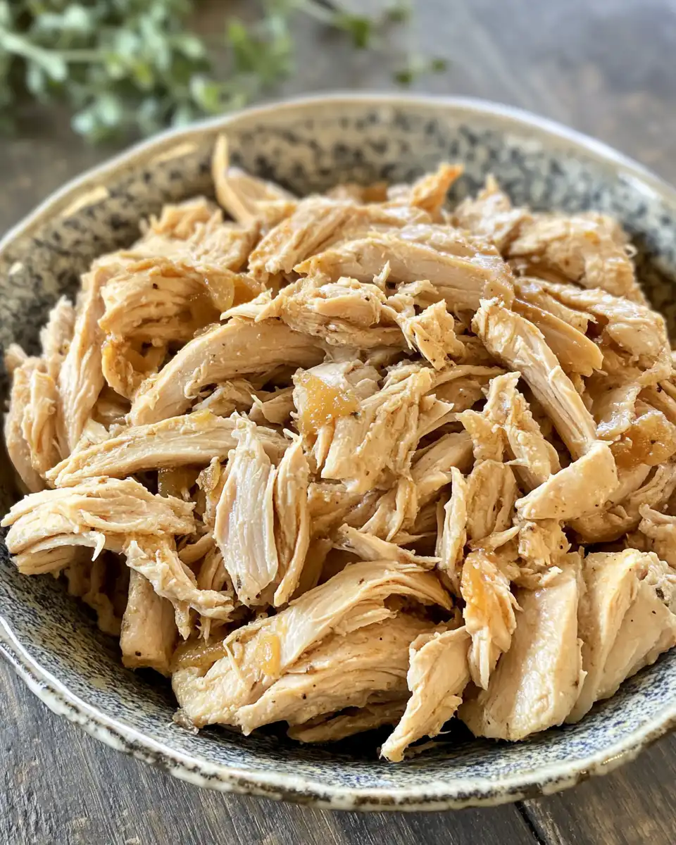 Pressure cooker starting to hiss as shredded chicken cooks