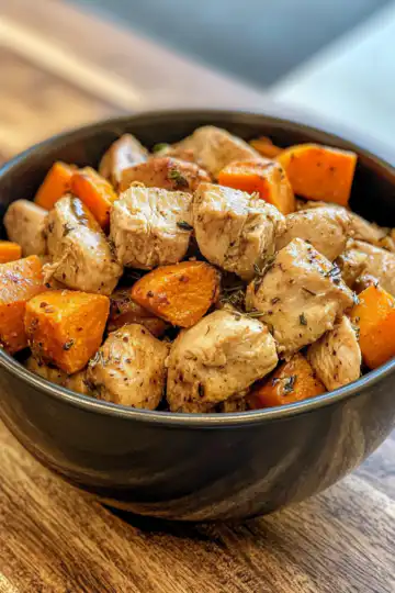 Instant Pot Chicken and Sweet Potato taken with iphone 15 pro max --iw 2 --ar 4:5 --v 6.1 --raw