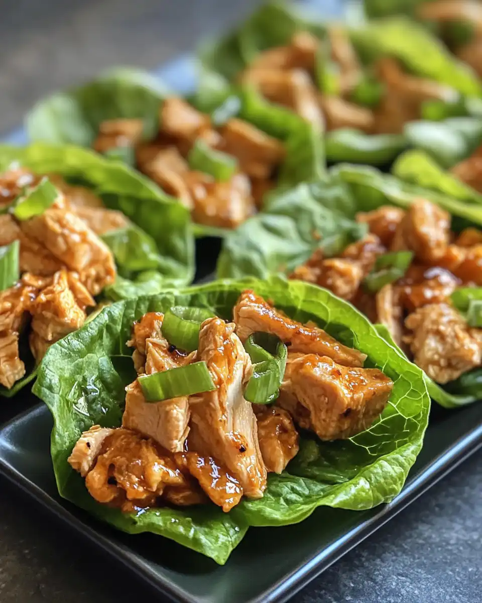 Instant Pot chicken lettuce wraps freshly cooked with broth depth