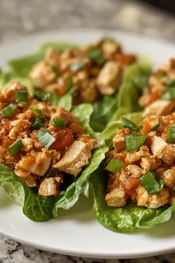 Peanut Chicken Lettuce Wraps taken with iphone 15 pro max --iw 2 --ar 4:5 --v 6.1 --raw