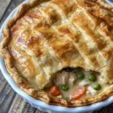 Quick and Easy Chicken Pot Pie taken with iphone 15 pro max --iw 2 --ar 4:5 --v 6.1 --raw