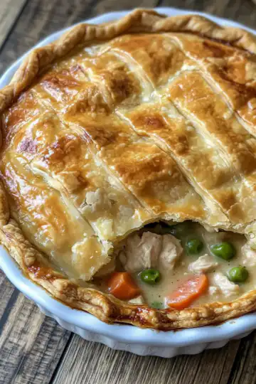 Quick and Easy Chicken Pot Pie taken with iphone 15 pro max --iw 2 --ar 4:5 --v 6.1 --raw